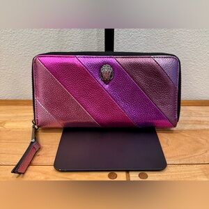 Kurt Geiger London Kensington Zip Around Metallic Pink Wallet